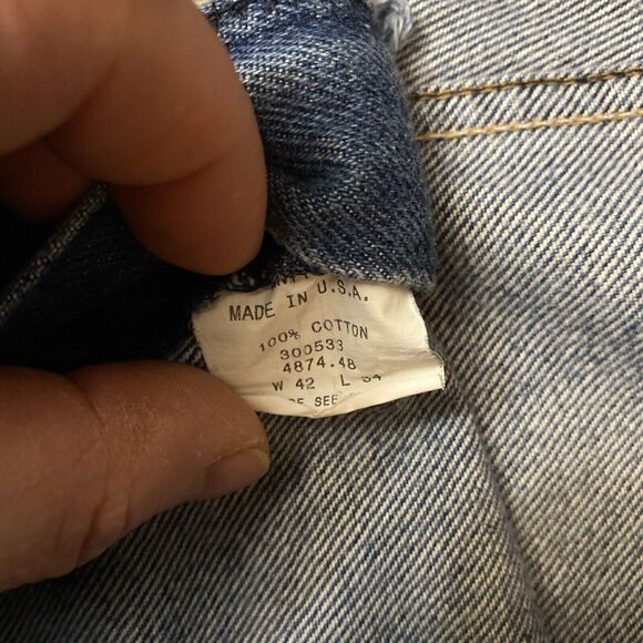 Saddle King Vintage Blue Jeans Men’s 42x34 Made In USA Regular Wash - Picture 3 of 16